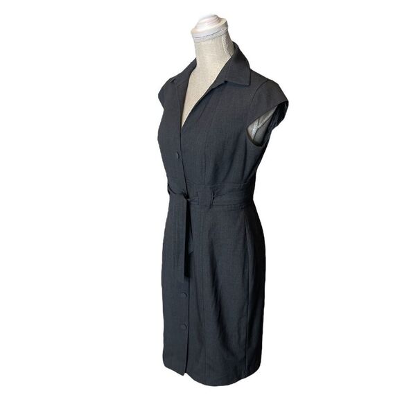 Calvin Klein Black Button Up Cap Sleeve Dress in Charcoal - Picture 9 of 15
